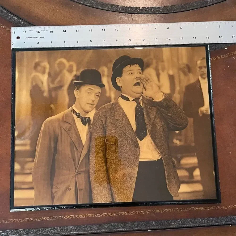 VINTAGE LAUREL & Hardy Framed Laquered Photo